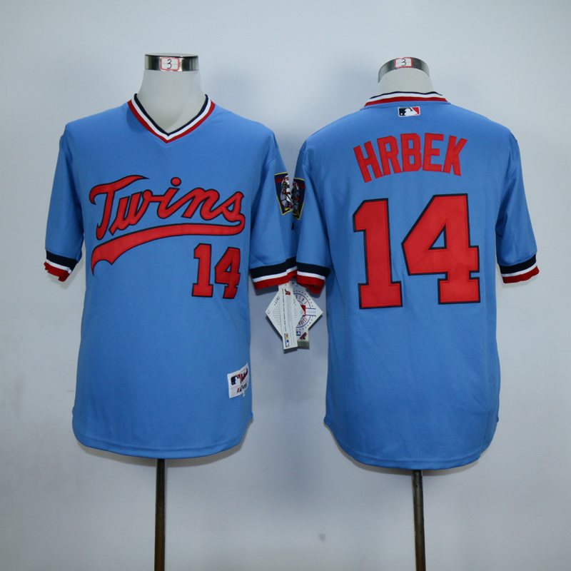 Men Minnesota Twins 14 Hrbek Blue Throwback MLB Jerseys